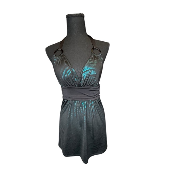 Max & K Metallic Zebra Print Halter Dress M Y2K Party M180 - Picture 1 of 8